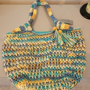 Straw Bag Tote Blue